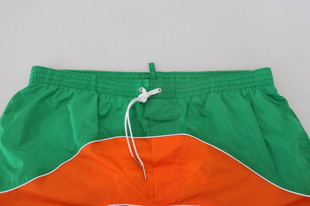 Short de bain homme Dsquared² avec logo multicolore, design tendance, parfait pour la plage.