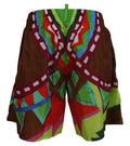 Short de bain pour homme Dsquared² à imprimé multicolore, vêtements de plage tendance avec motif coloré.