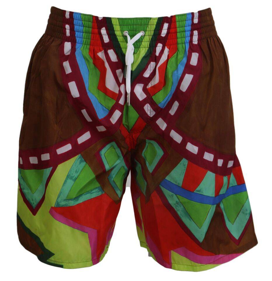 Short de bain homme imprimé multicolore de Dsquared², maillot de plage élégant avec motif coloré.