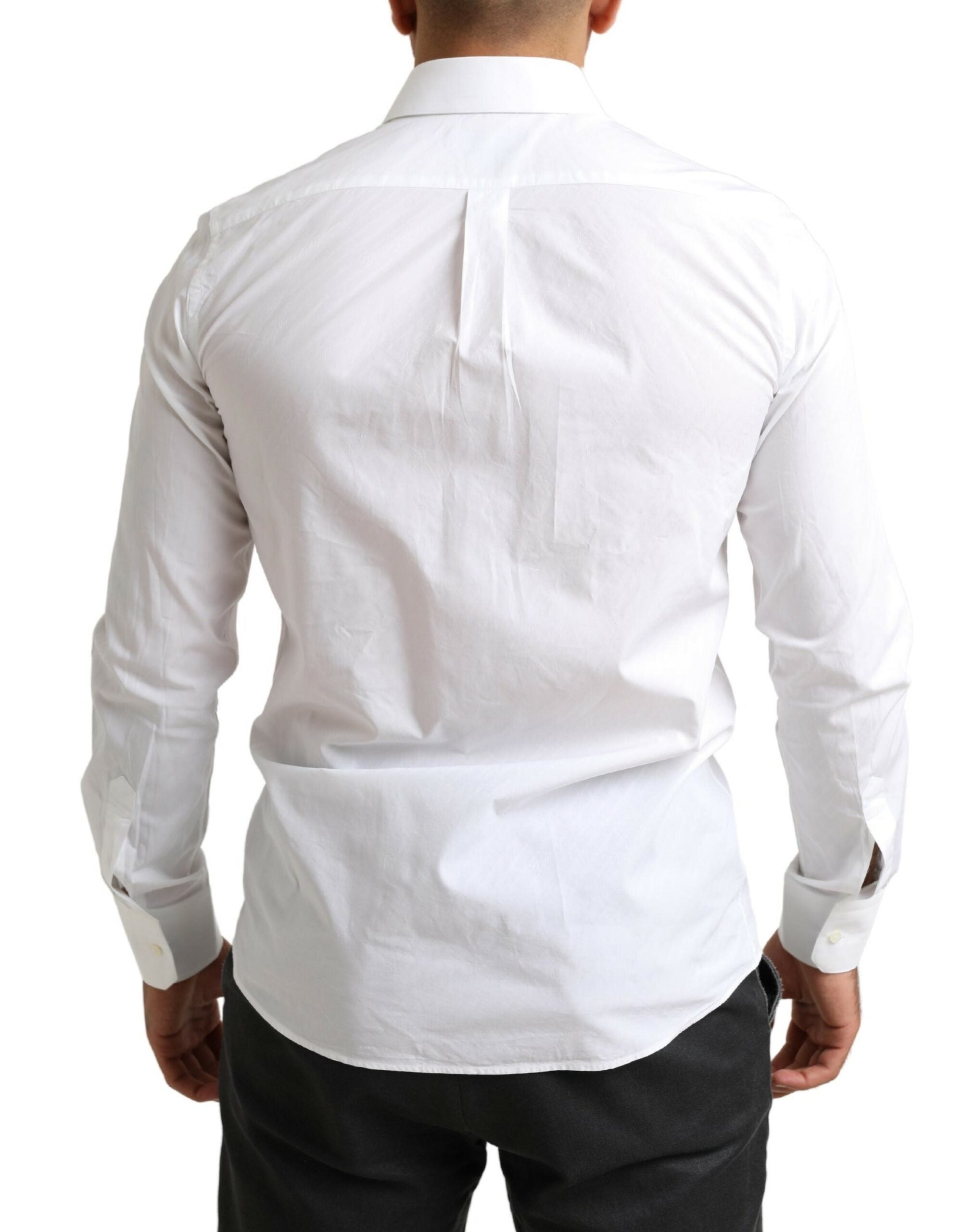 Chemise formelle blanche Dolce & Gabbana MARTINI en coton, élégante et sophistiquée, vue de face.