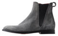 Bottes hommes en cuir gris Dolce & Gabbana, chaussures ankle élégantes avec semelle en caoutchouc, vue de côté.