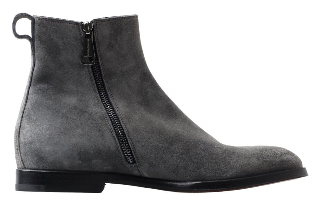 Bottes en cuir gris pour homme de la marque Dolce & Gabbana, bottines élégantes et confortables pour le style quotidien.