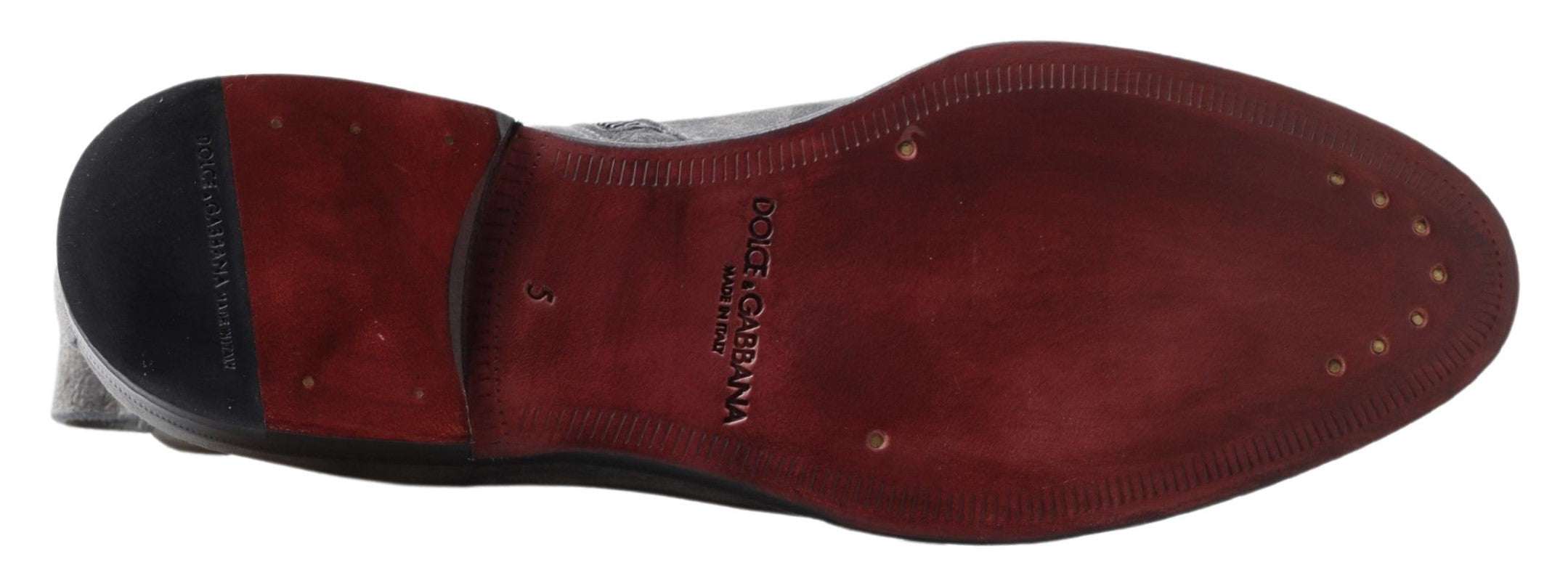 Bottines pour hommes en cuir gris de la marque Dolce & Gabbana, chaussures élégantes à la cheville.