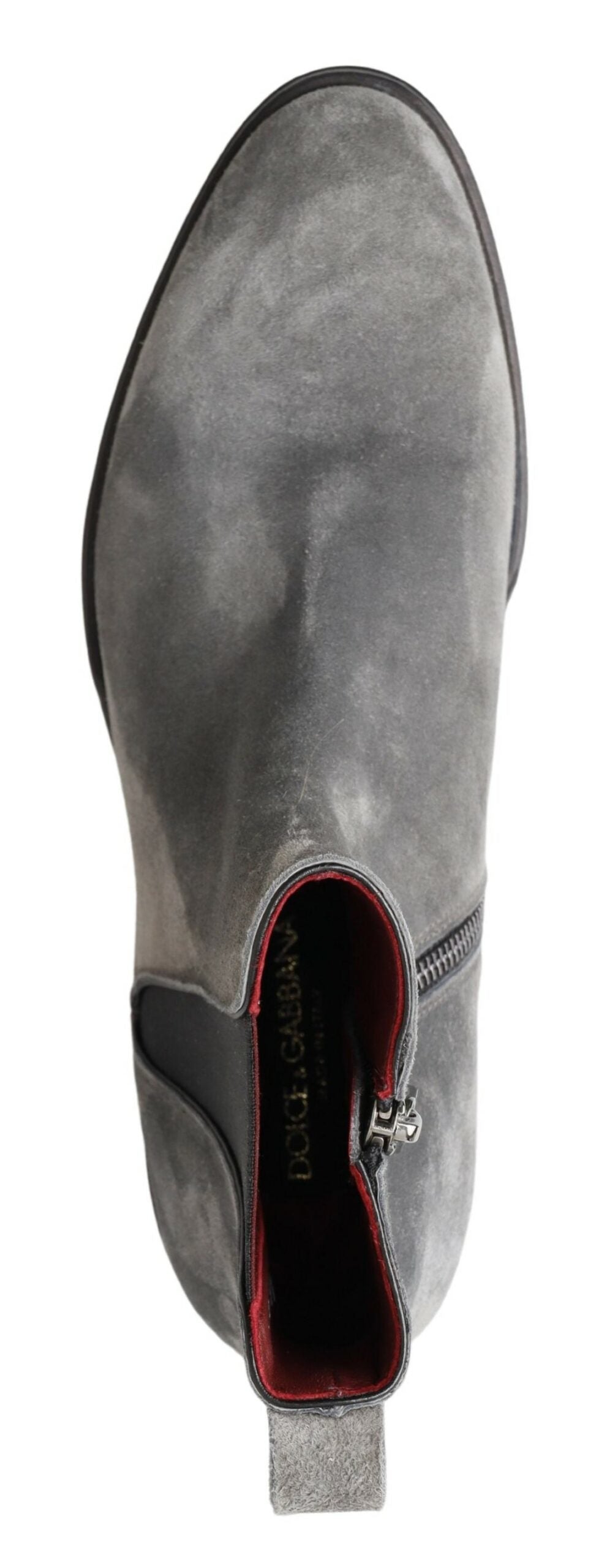Chaussures bottines en cuir gris pour homme de Dolce & Gabbana, chaussures élégantes en cuir avec semelle robuste.
