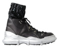 Chaussures sneakers hautes en nylon noir Dolce & Gabbana Galileo, vue de face avec détails du design moderne.