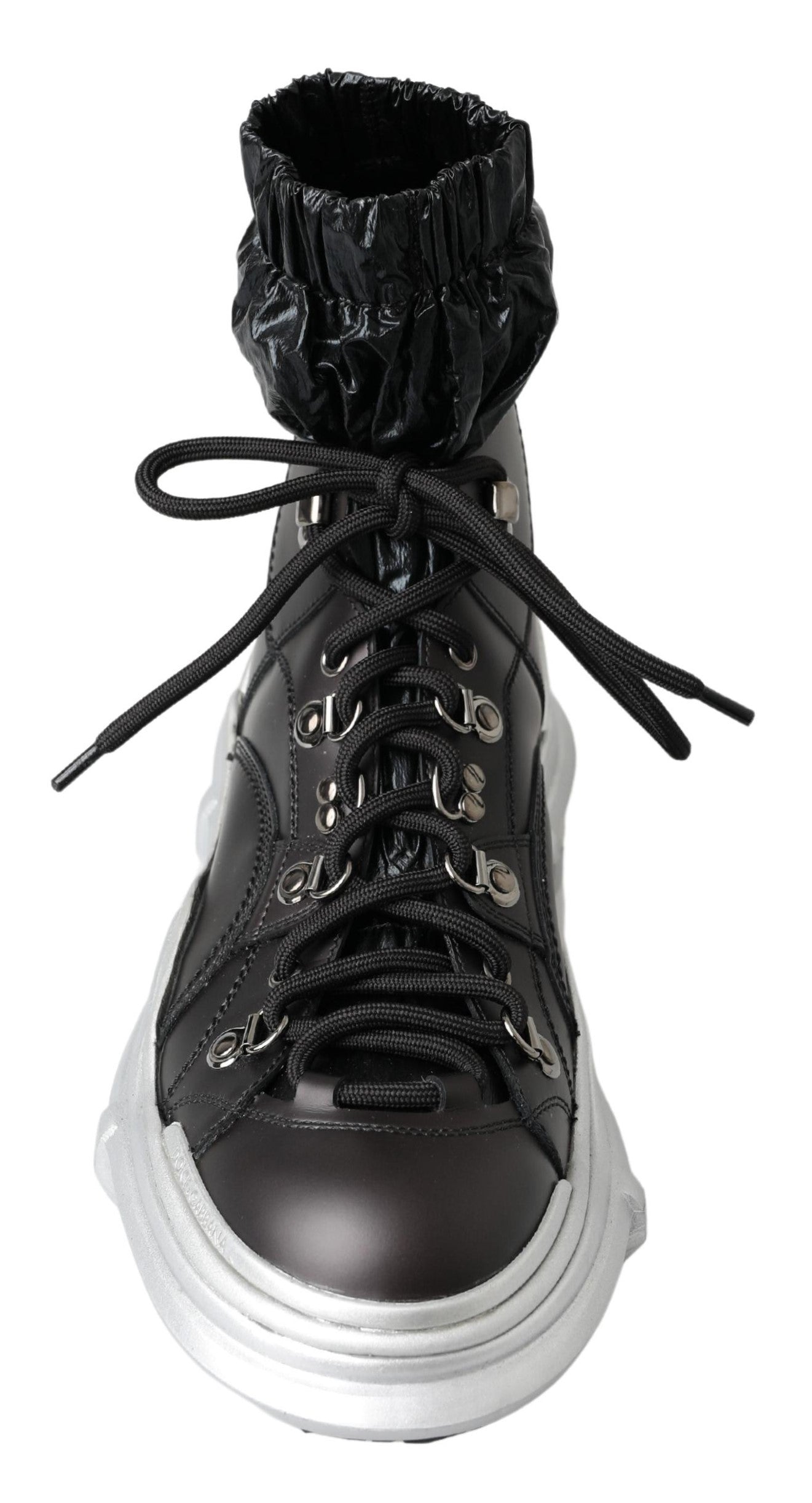 Chaussures de sport Dolce & Gabbana Galileo en nylon noir, baskets montantes pour homme, vue en gros plan