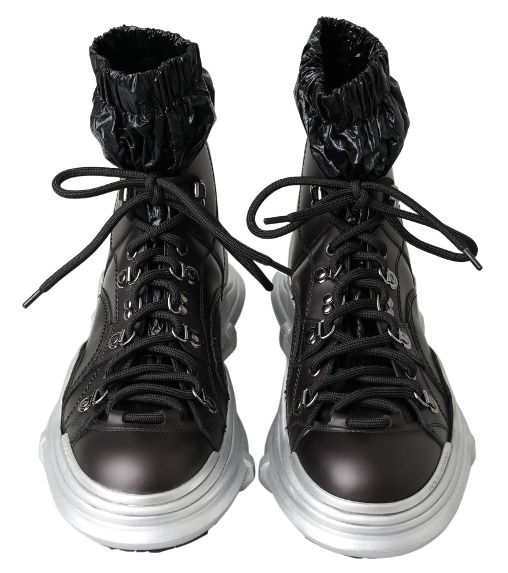 Chaussures sneakers montantes en nylon noir Dolce & Gabbana Galileo, style moderne et élégant pour homme.