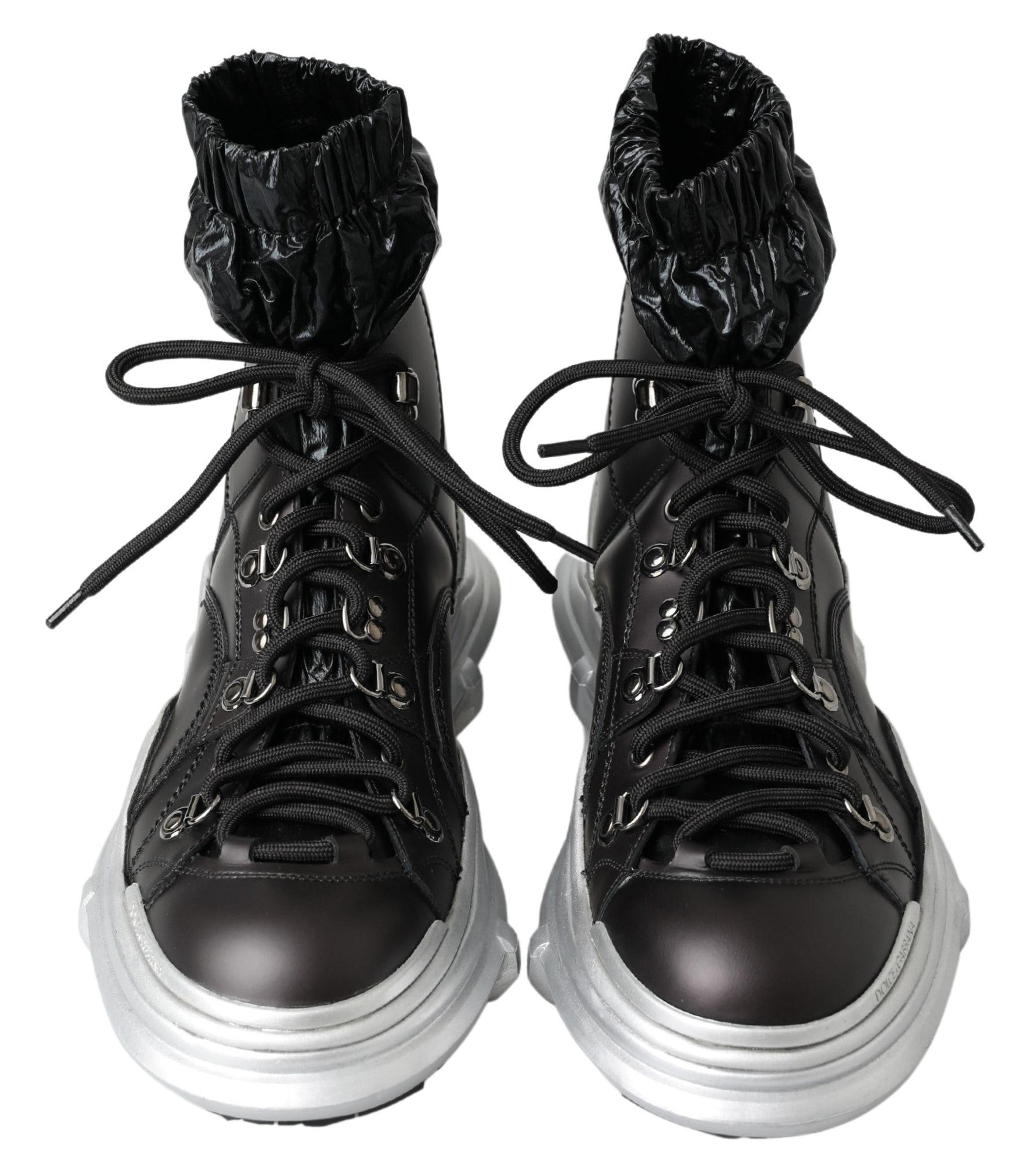 Chaussures sneakers montantes en nylon noir Dolce & Gabbana Galileo, style moderne et élégant pour homme.