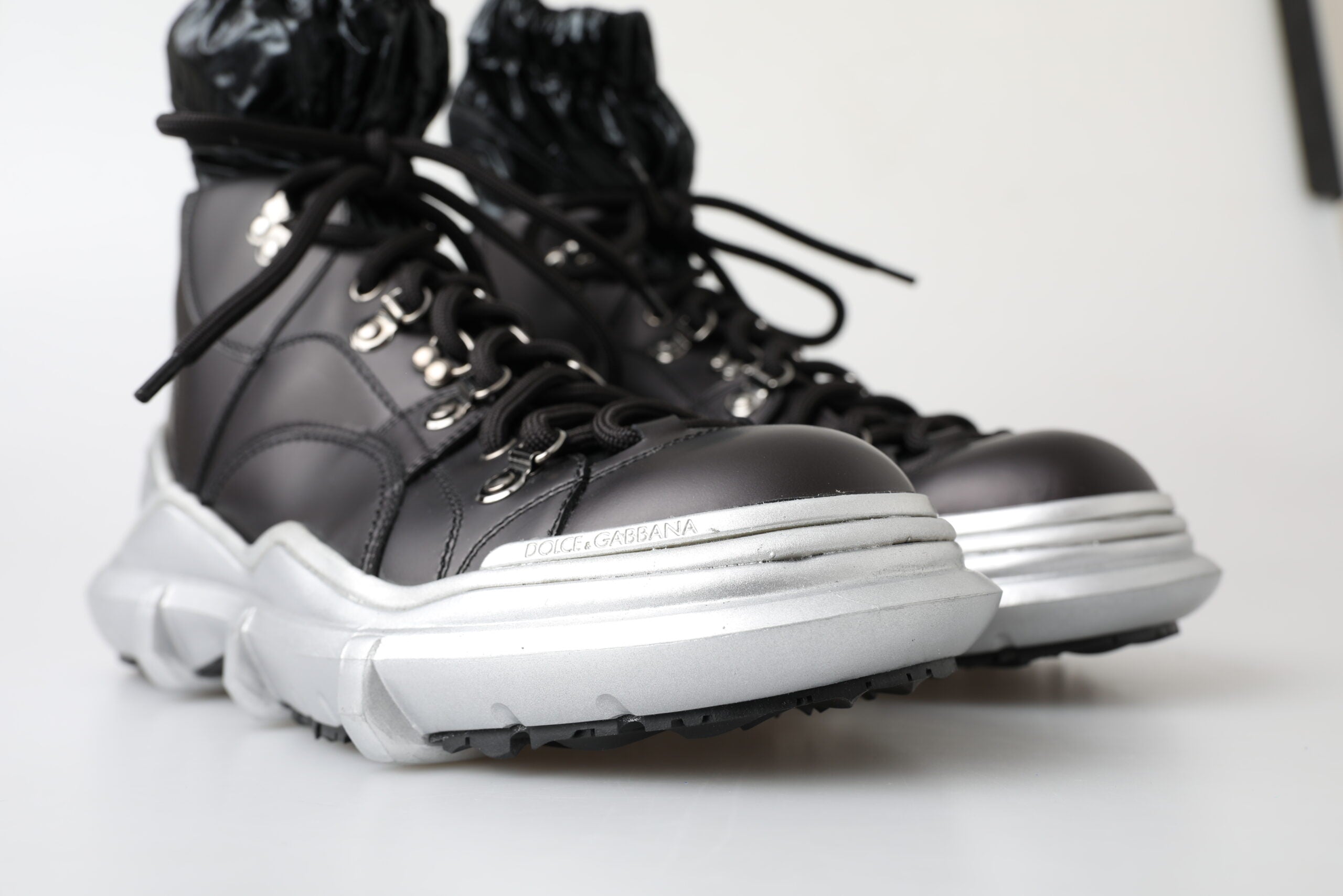 Chaussures sneakers montantes en nylon noir Dolce & Gabbana Galileo, chaussures haut de gamme pour homme.