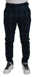 Pantalons en laine Dolce & Gabbana à carreaux bleus et violets, style élégant et sophistiqué pour homme.