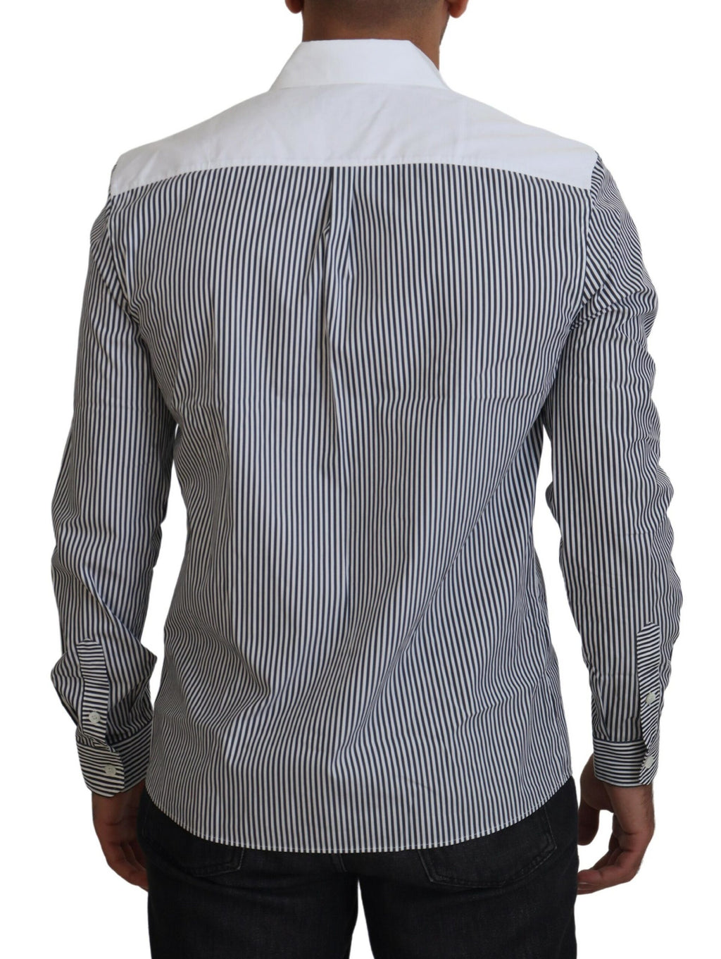Chemise slim fit à rayures gris et blanc de Dolce & Gabbana, élégante et confortable, pour homme.
