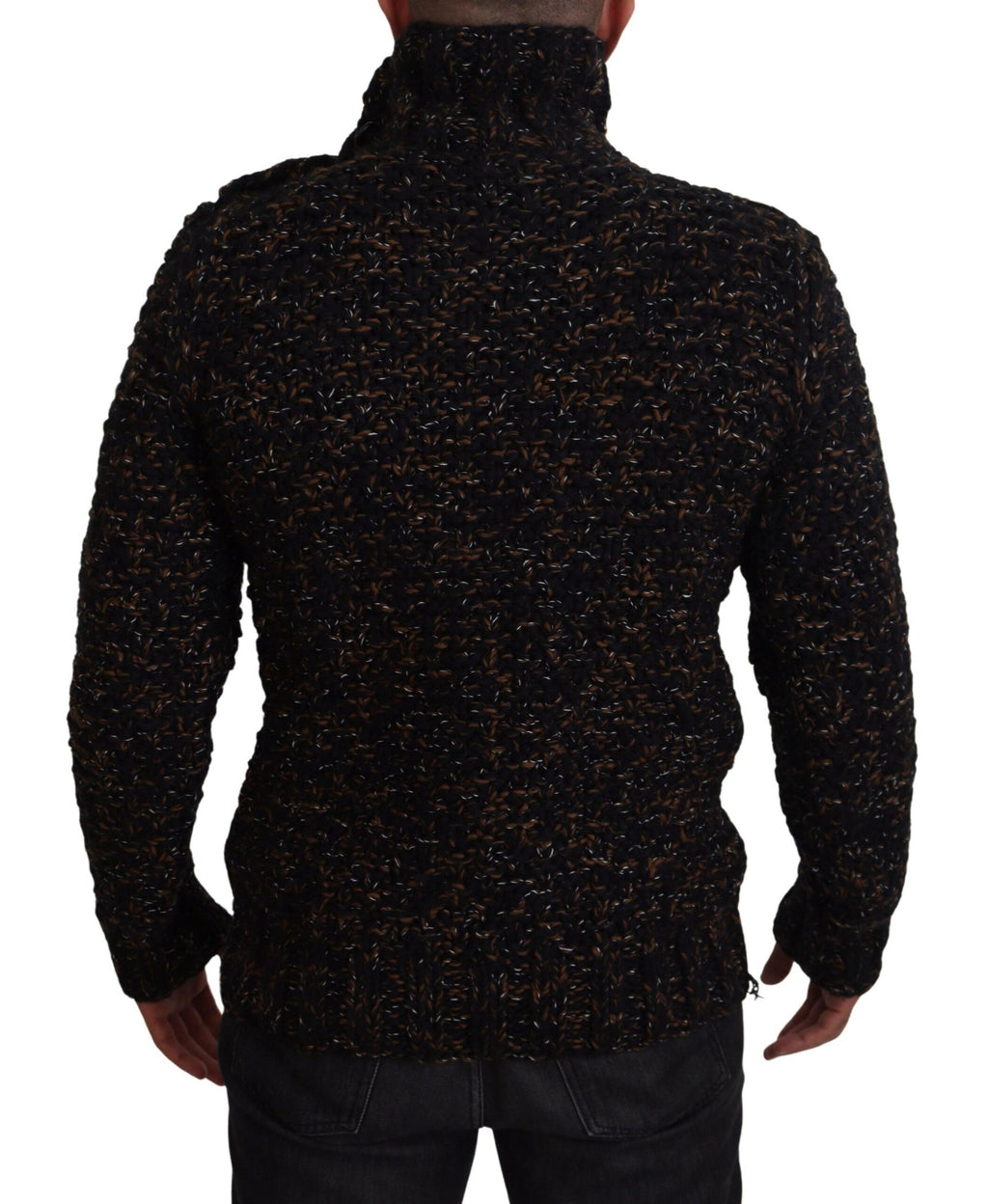 Pull encolure roulée marron Dolce & Gabbana, pull en laine fait main avec détails élégants et finition soignée.