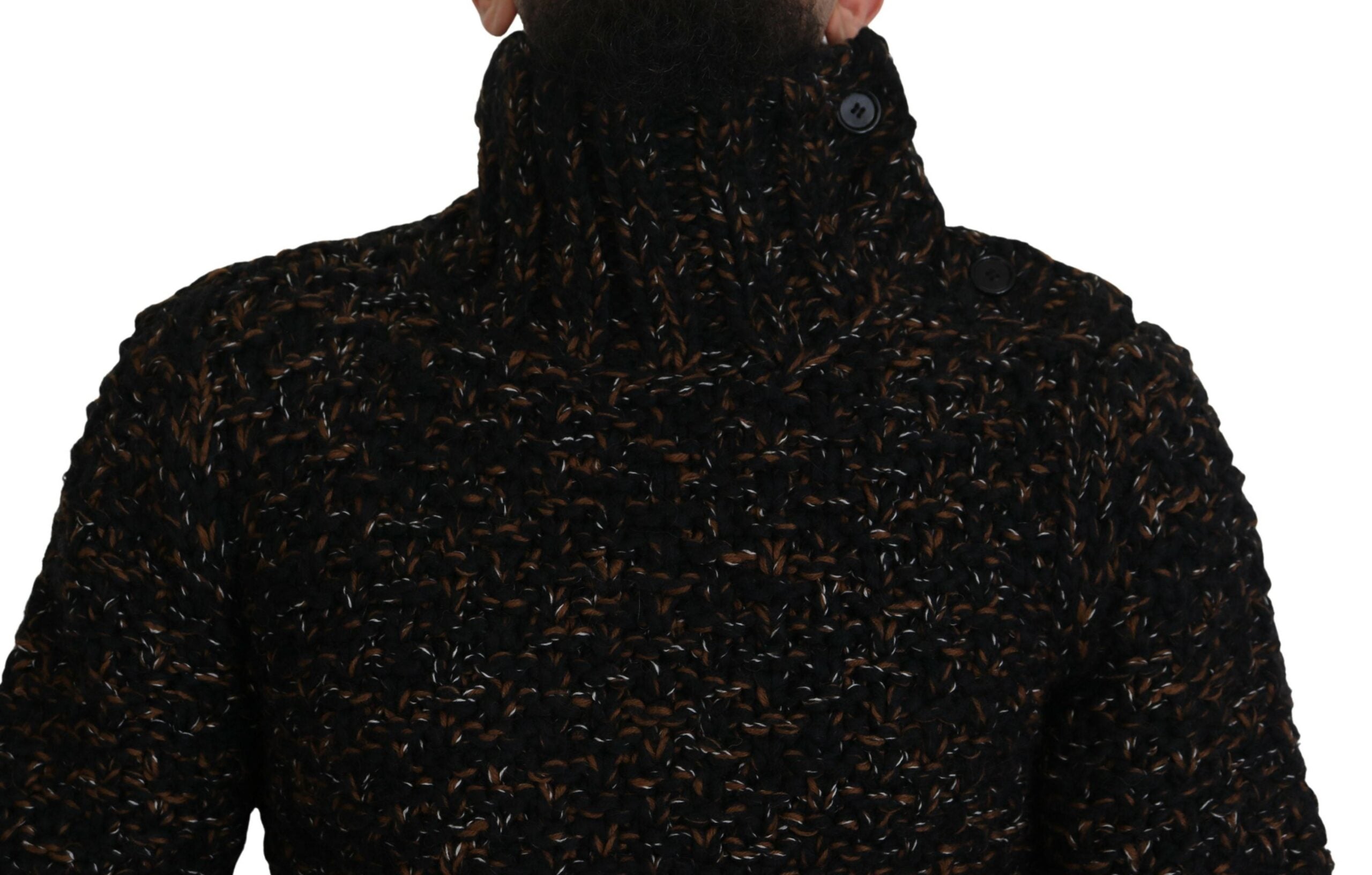 Pull pour homme Dolce & Gabbana en cachemire marron, turtleneck fait main, pull confortable et élégant.