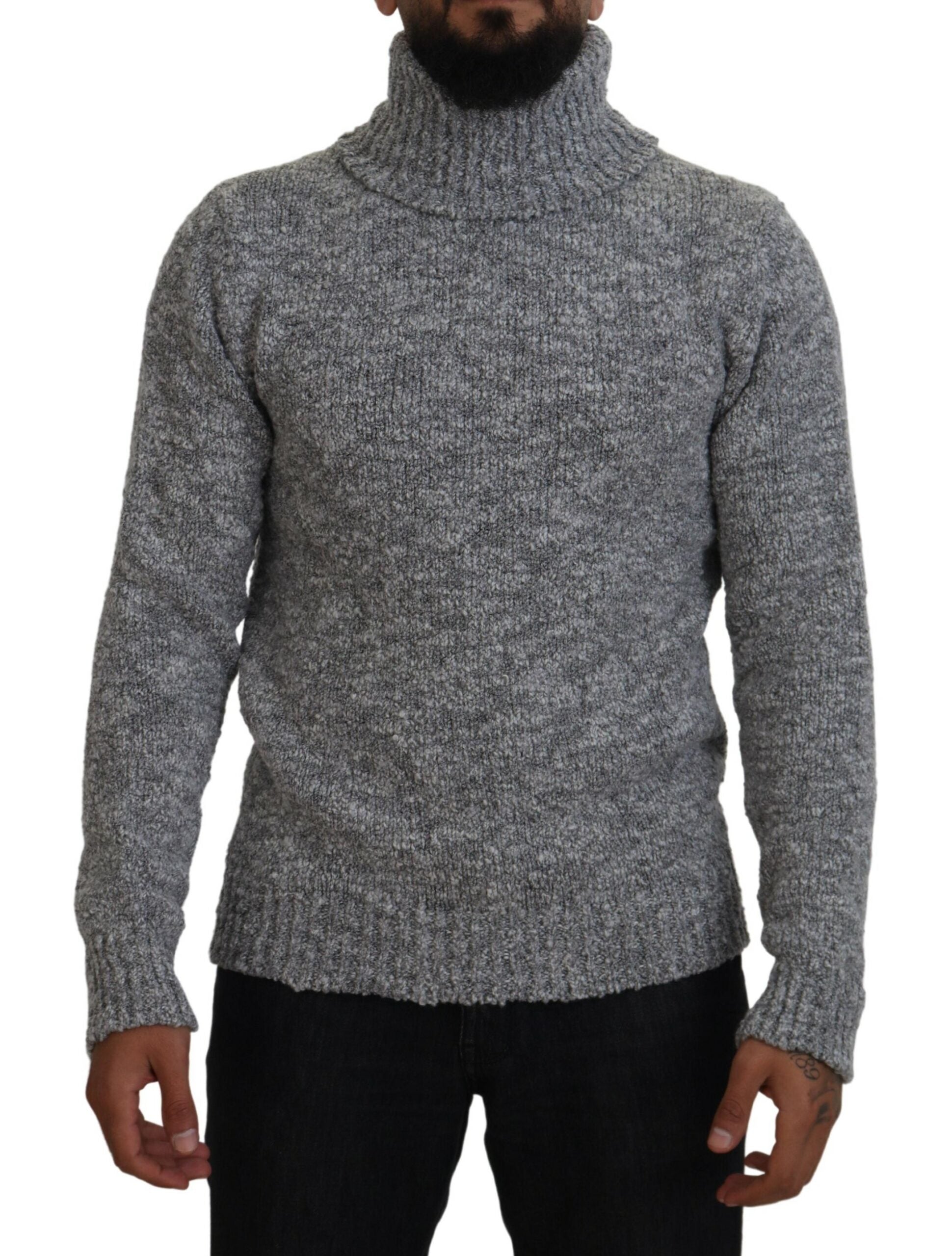 Pull ras de cou en laine gris de Dolce & Gabbana, pull-over élégant en tricot chaud et confortable.