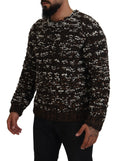 Pull en laine marron fait main de Dolce & Gabbana, chandail tricoté chaud et élégant en laine douce.