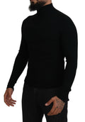 Pull en laine Dolce & Gabbana noir à col roulé mi-zippé, style élégant et moderne, visible sur l’image.