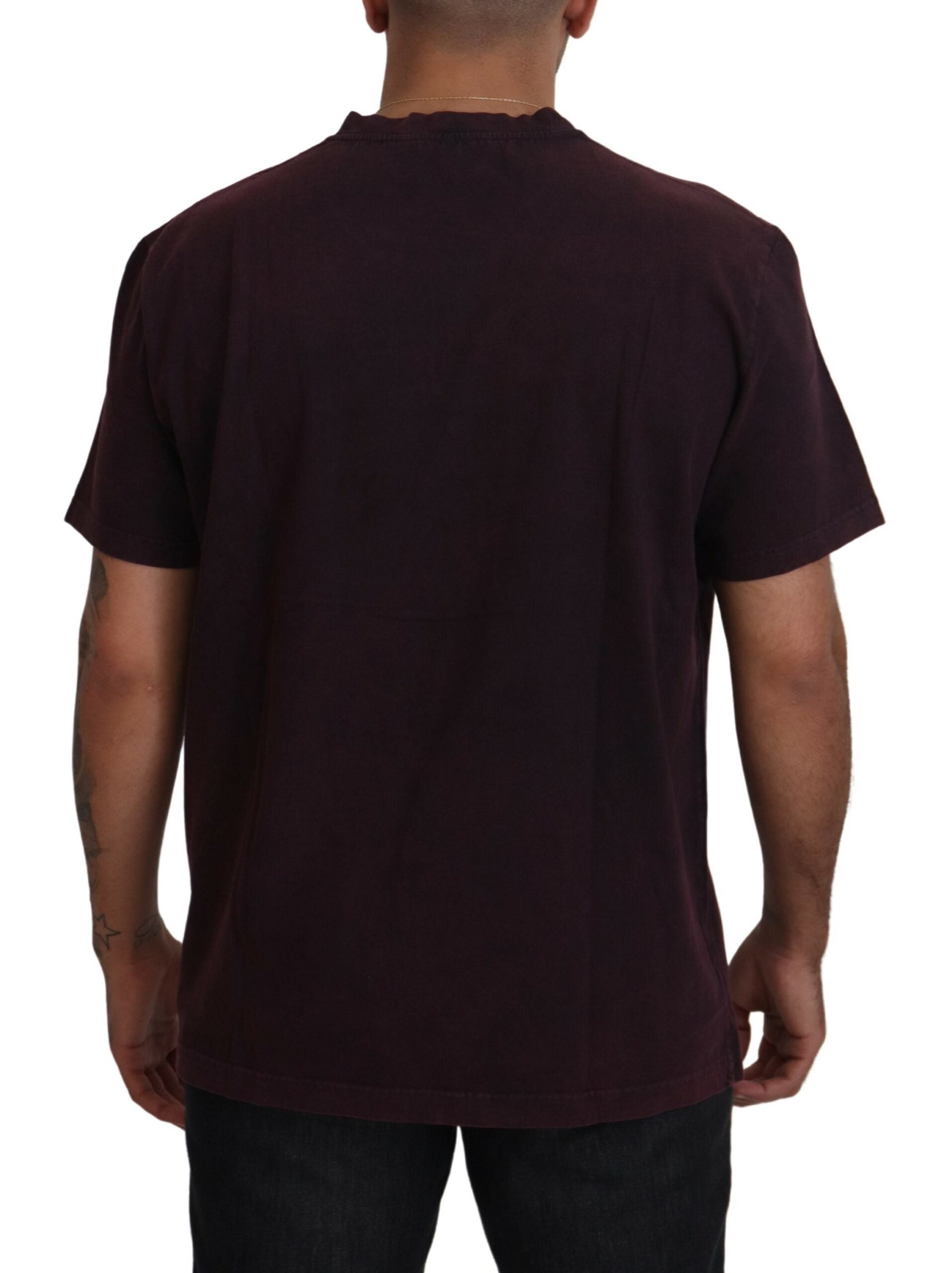 T-shirt à manches courtes Dolce & Gabbana Bordeaux, col rond en coton, style décontracté et élégant.