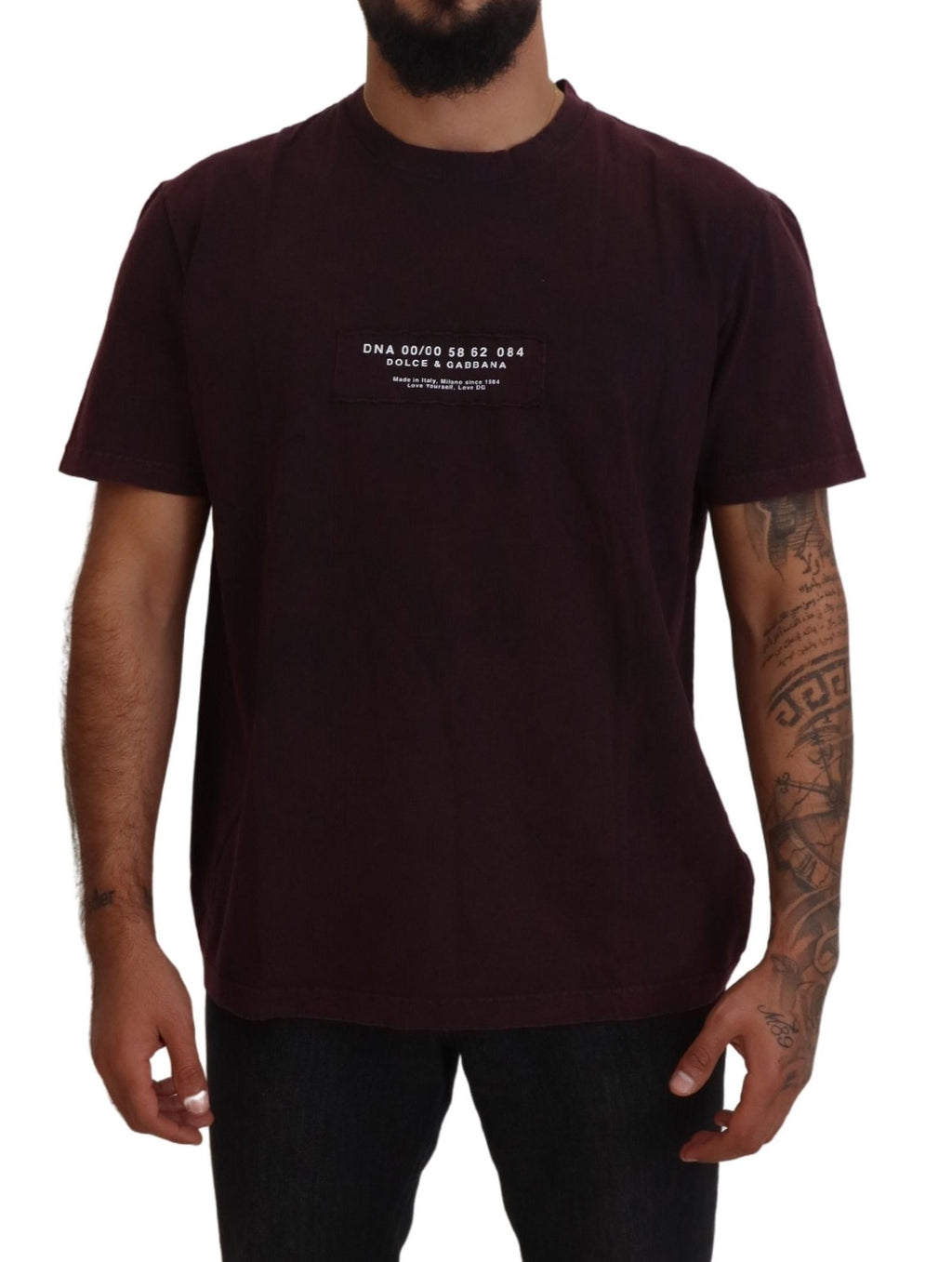 T-shirt à manches courtes Dolce & Gabbana Bordeaux, col rond, style décontracté, en tissu léger.