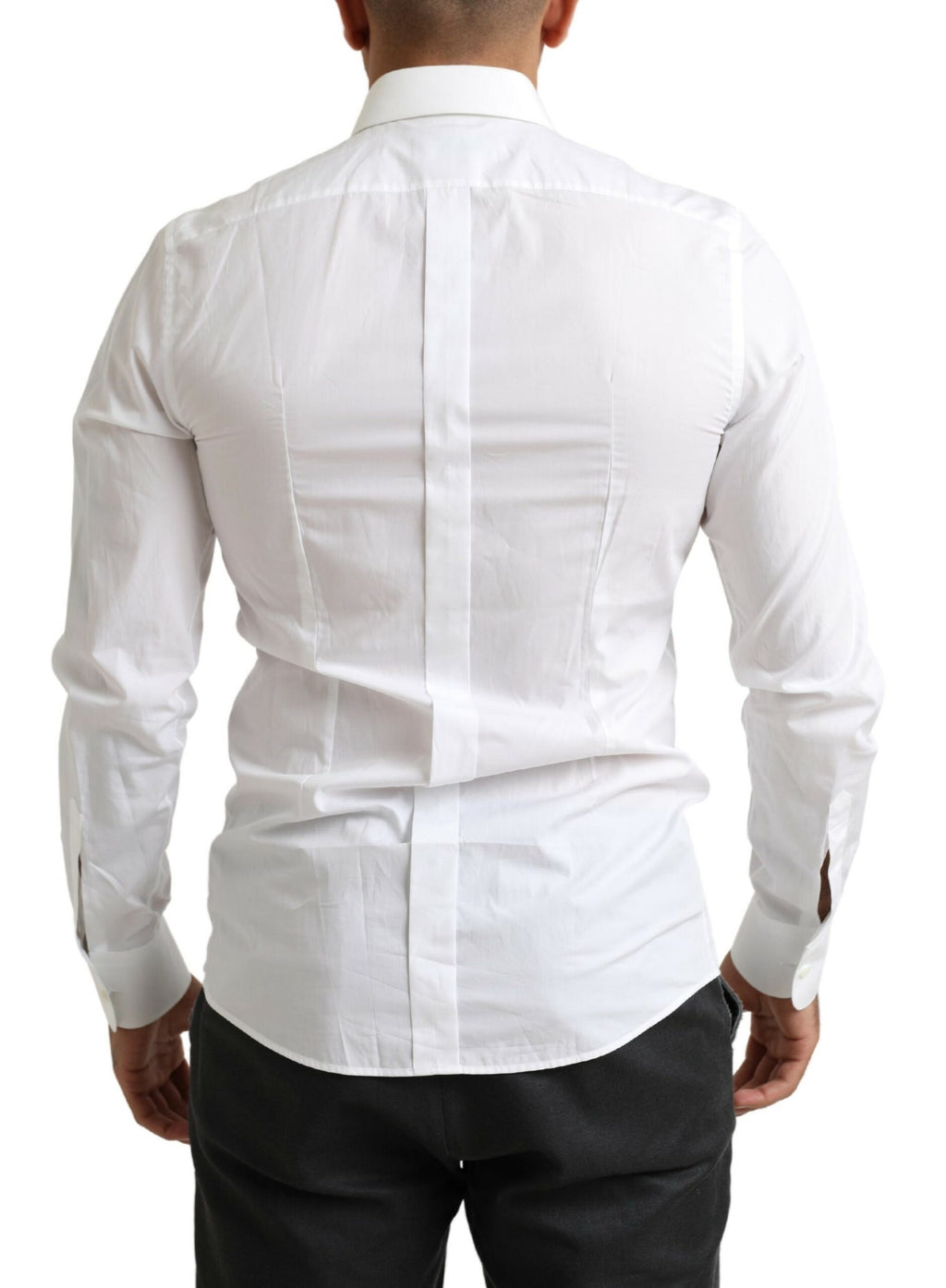 Chemise blanche Dolce & Gabbana Tuxedo Slim Fit Baroque avec détails élégants et motif baroque.