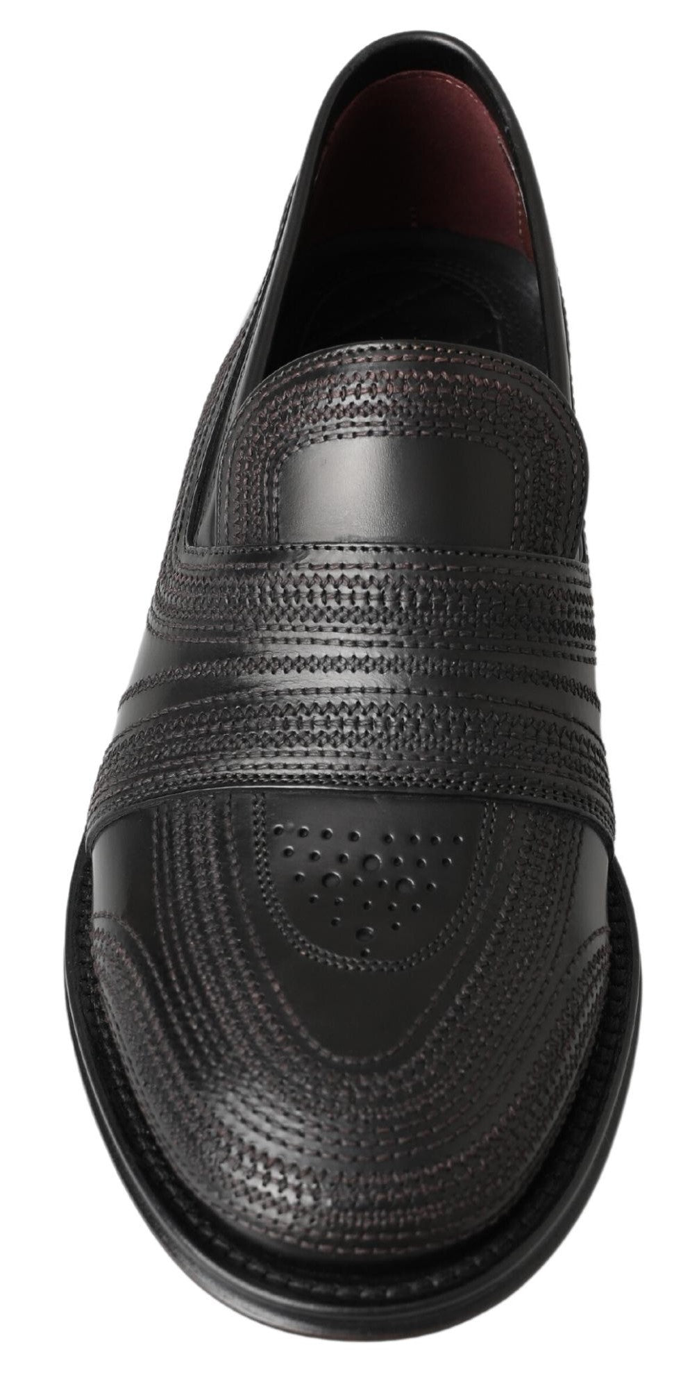 Chaussures mocassins en cuir noir Dolce & Gabbana, slippers en cuir avec couture, chaussures élégantes pour homme