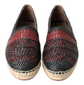 Chaussures espadrilles en cuir de buffle noir et bordeaux de Dolce & Gabbana, élégantes et confortables pour l'été.