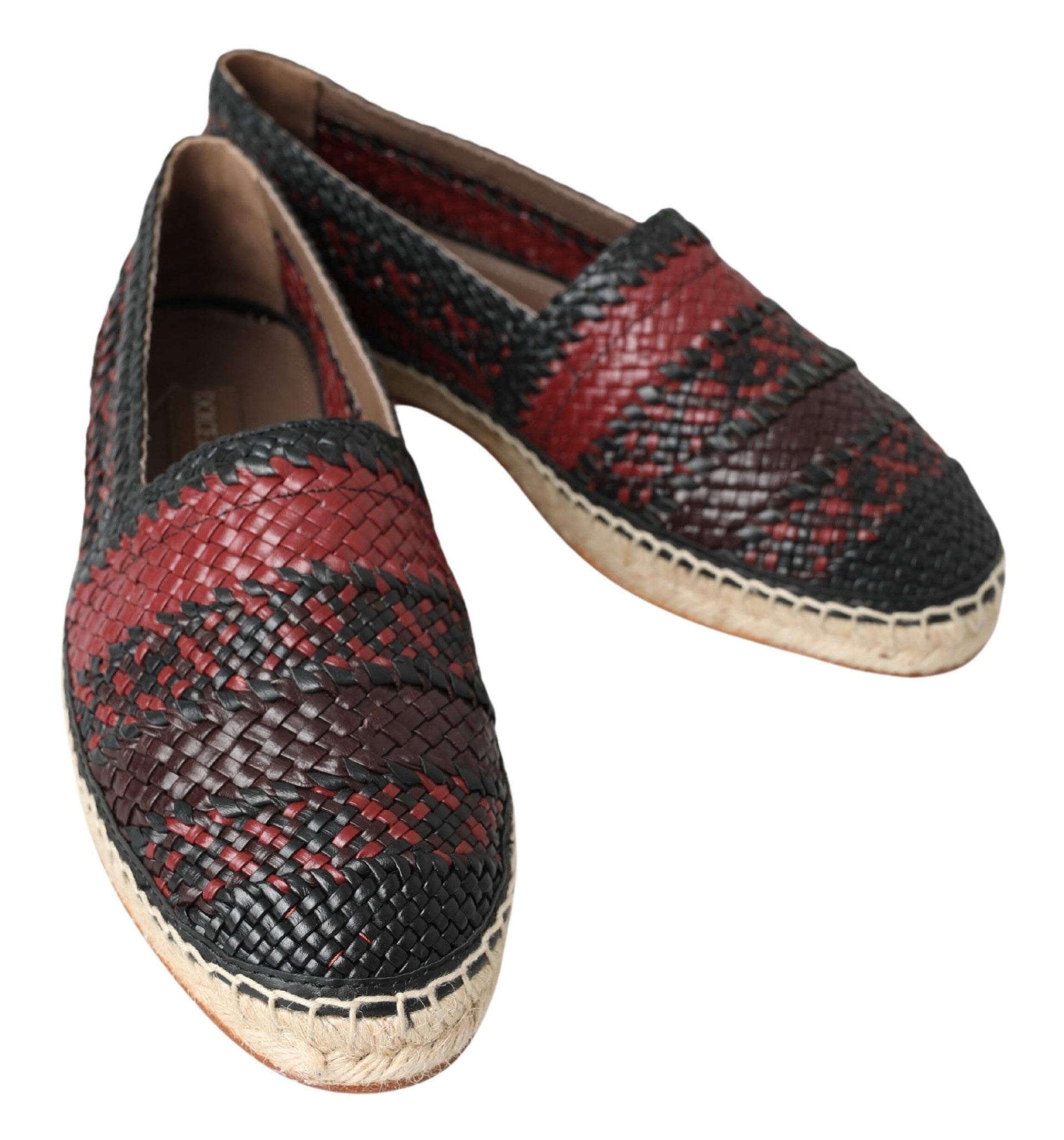Chaussures espadrilles en cuir de buffle noir Bordeaux de Dolce & Gabbana, style élégant et confortable.