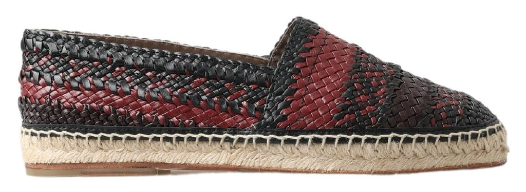 Chaussures espadrilles en cuir de buffle noir et bordeaux Dolce & Gabbana, style élégant et confortable pour homme.