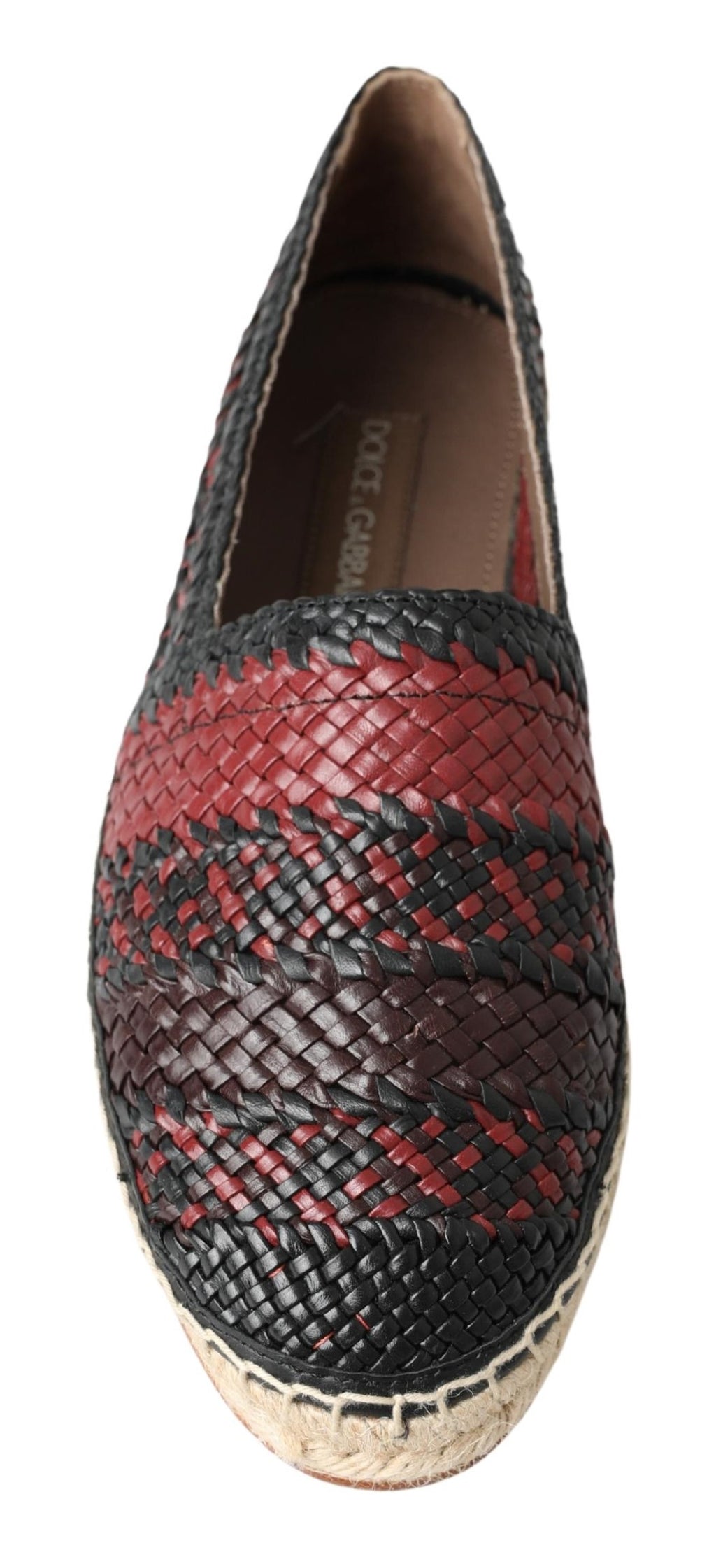 Chaussures espadrilles en cuir de buffle noir et Bordeaux de Dolce & Gabbana, style élégant et confortable pour homme.