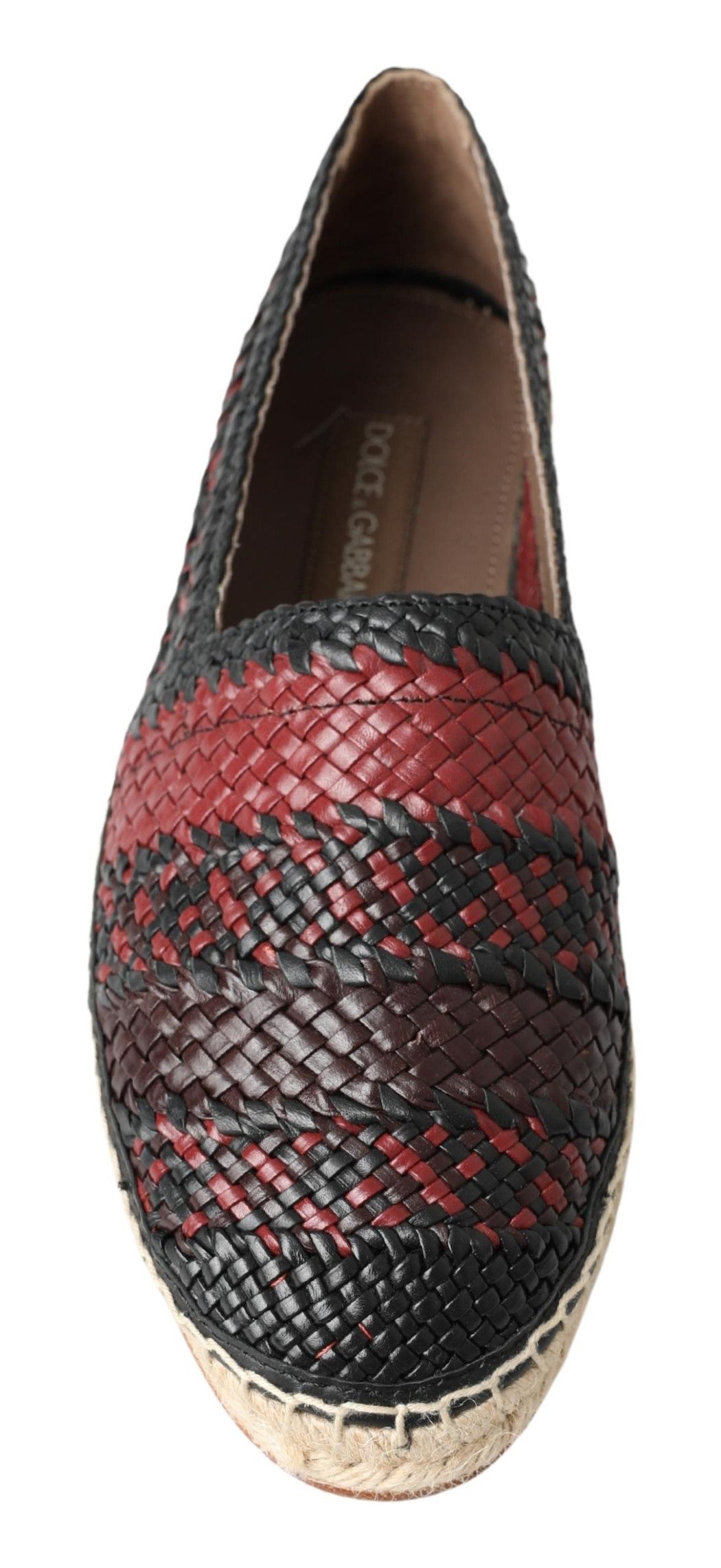 Chaussures espadrilles en cuir de buffle noir et Bordeaux de Dolce & Gabbana, style élégant et confortable pour homme.