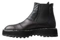 Bottes noires en cuir stretch Dolce & Gabbana, fermeture slip-on, chaussures élégantes pour femmes.