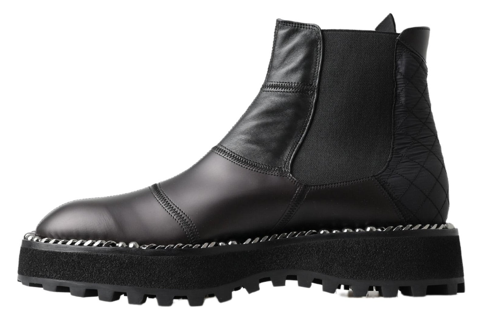 Bottes noires en cuir stretch Dolce & Gabbana, fermeture slip-on, chaussures élégantes pour femmes.