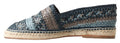 Chaussures espadrilles en cuir bleu gris Buffalo de Dolce & Gabbana, élégantes et confortables pour un style sophistiqué.