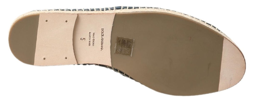 Chaussures espadrilles en cuir bleu gris Buffalo de Dolce & Gabbana, mode élégante et confortable pour l'été.
