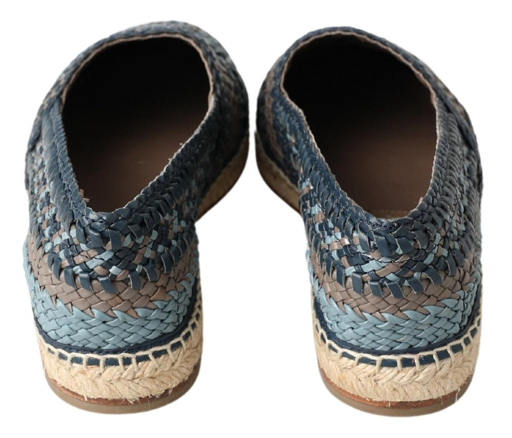 Chaussures espadrilles en cuir buffalo bleu gris de Dolce & Gabbana, élégantes et confortables pour homme.