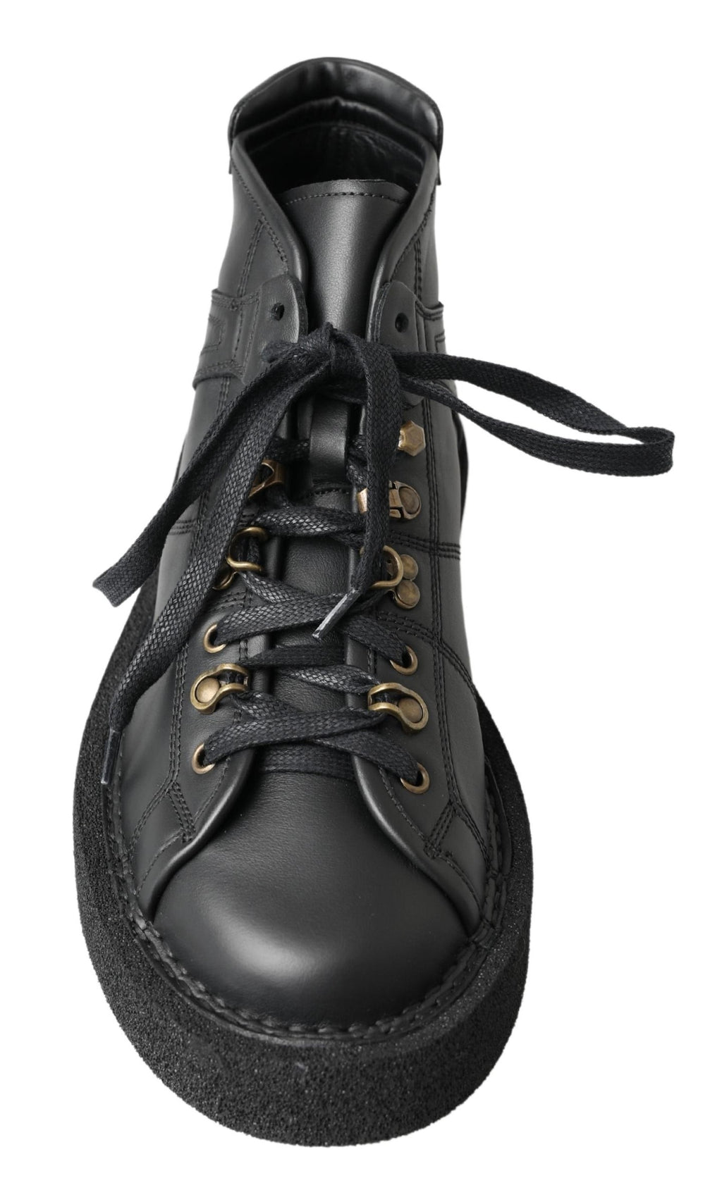 Bottes noires en cuir extensible de Dolce & Gabbana, style slip-on pour femmes, vue en gros plan