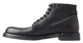 Bottes en cuir noir Dolce & Gabbana Horse Perugino avec détails élégants, vue de face.