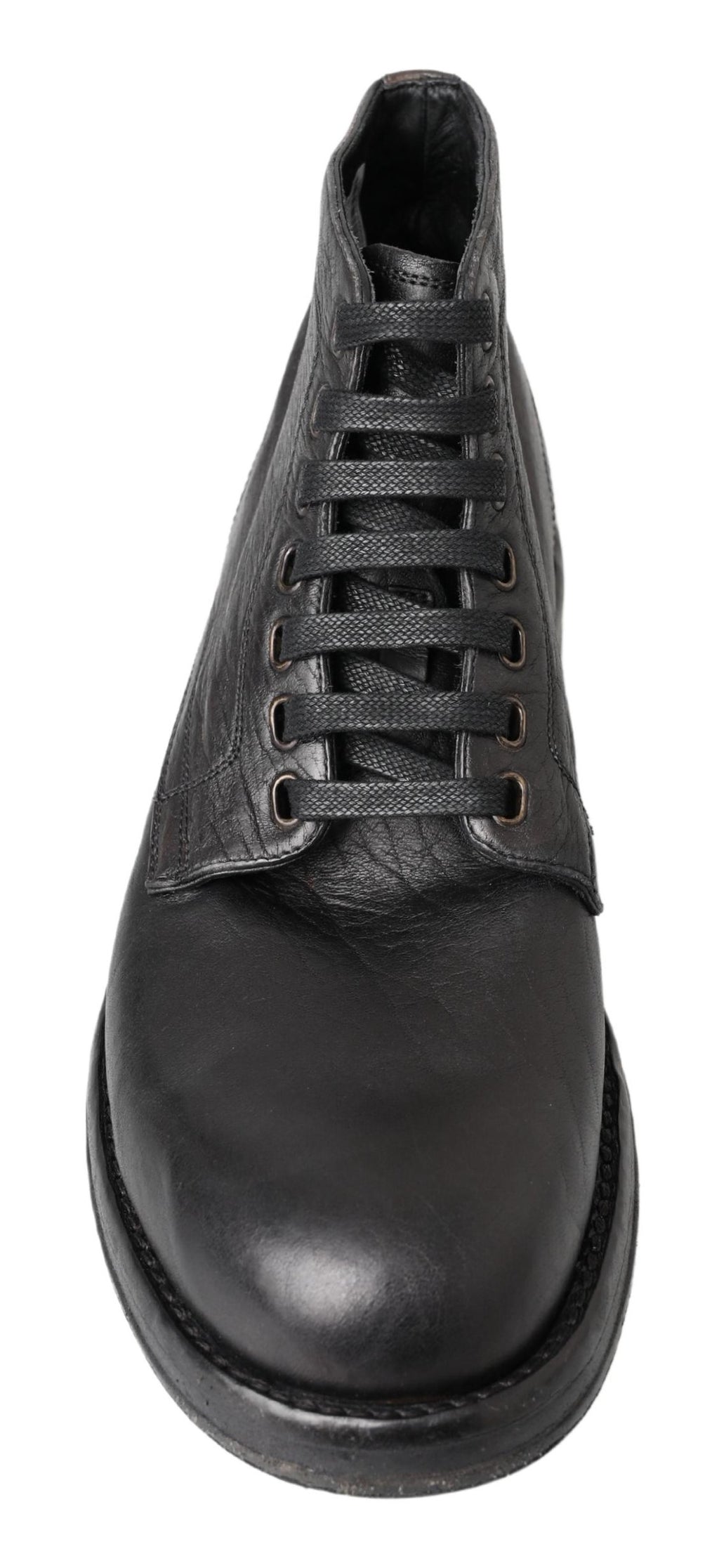 Bottes en cuir noir Horse Perugino de Dolce & Gabbana, élégantes avec détails sophistiqués et finition de haute qualité.