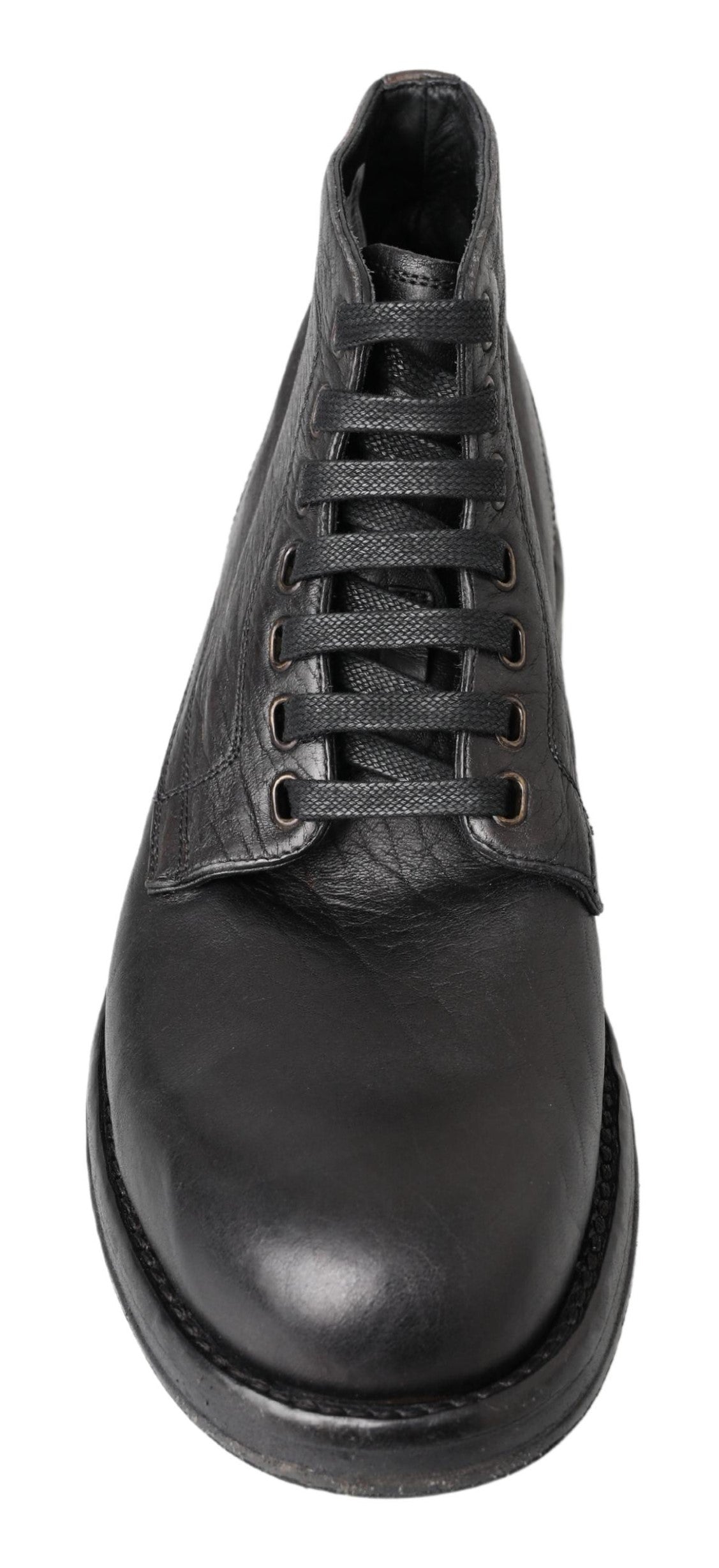 Bottes en cuir noir Horse Perugino de Dolce & Gabbana, élégantes avec détails sophistiqués et finition de haute qualité.