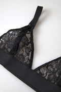 Soutien-gorge en dentelle florale noire en nylon extensible de Dolce & Gabbana, élégant et féminin.