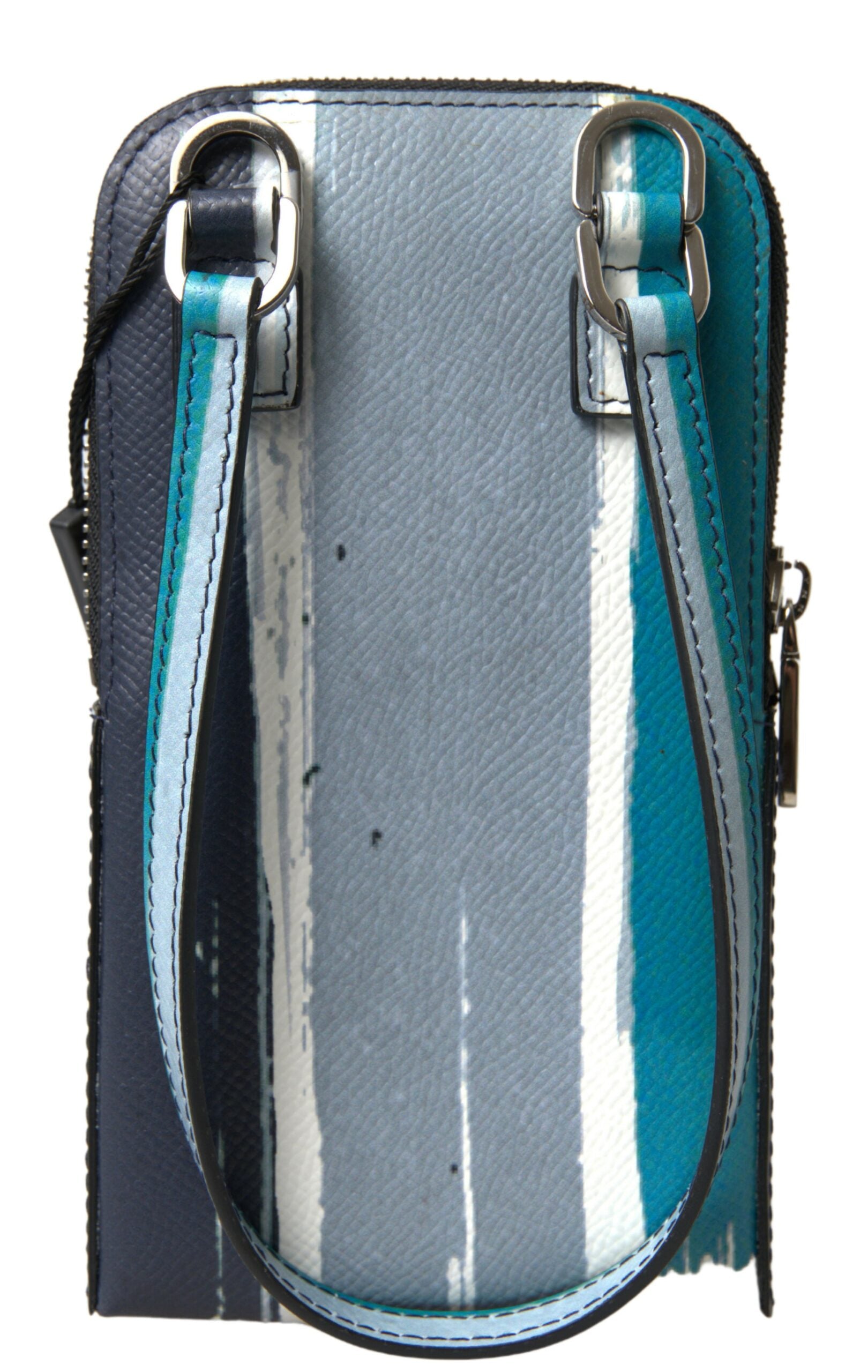 Sac à main et sacoche en cuir bleu Dolce & Gabbana, sacoche unisexe pour téléphone, style croisé et bandoulière.