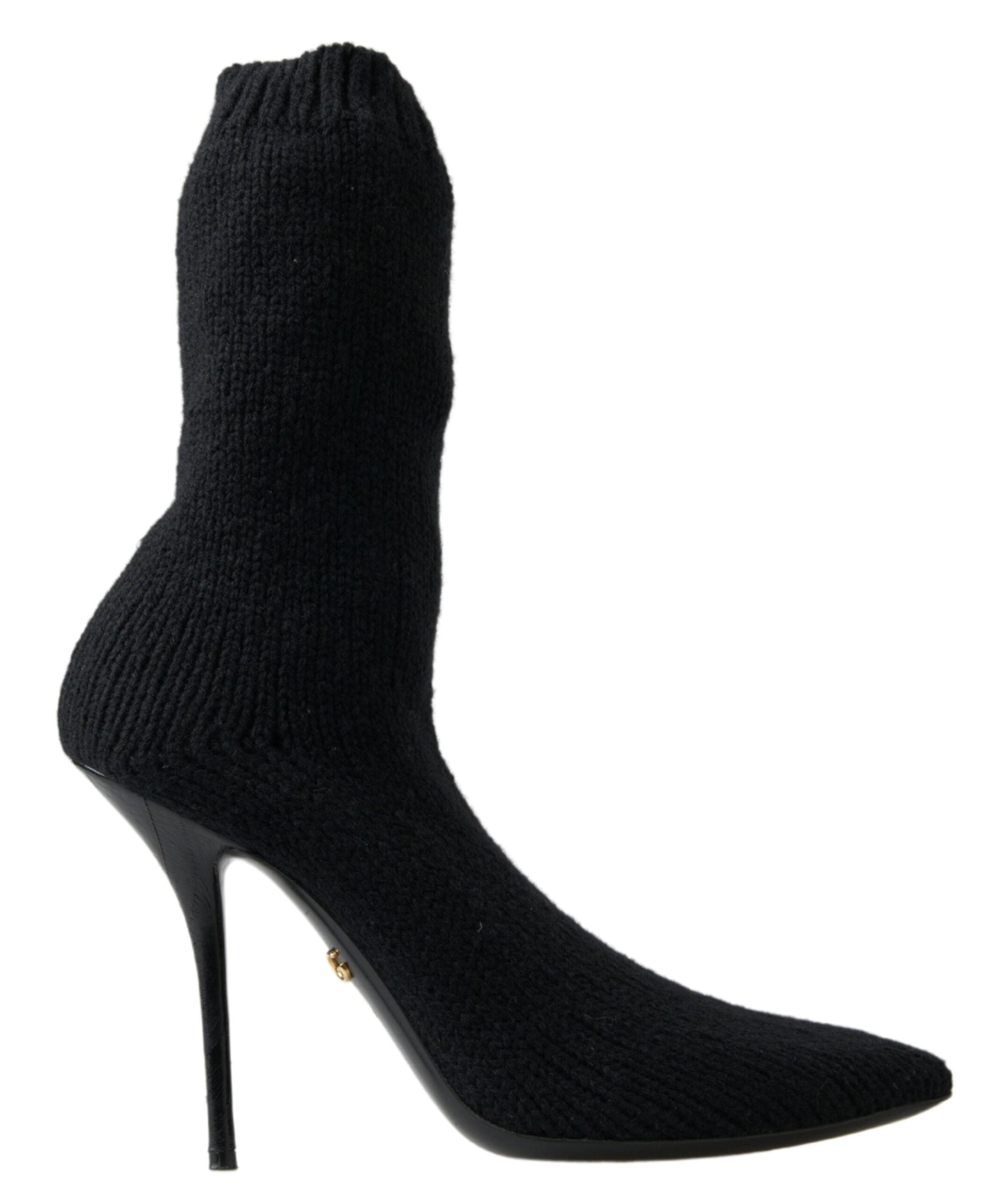 Bottes noires Dolce & Gabbana à talons stilettos, mi-mollet, pour femmes, en cuir élégant.