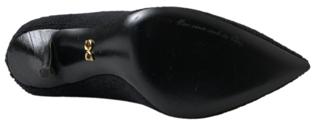 Bottes pour femmes Dolce & Gabbana à talons stilettos noirs et mi-mollet, en cuir élégant.