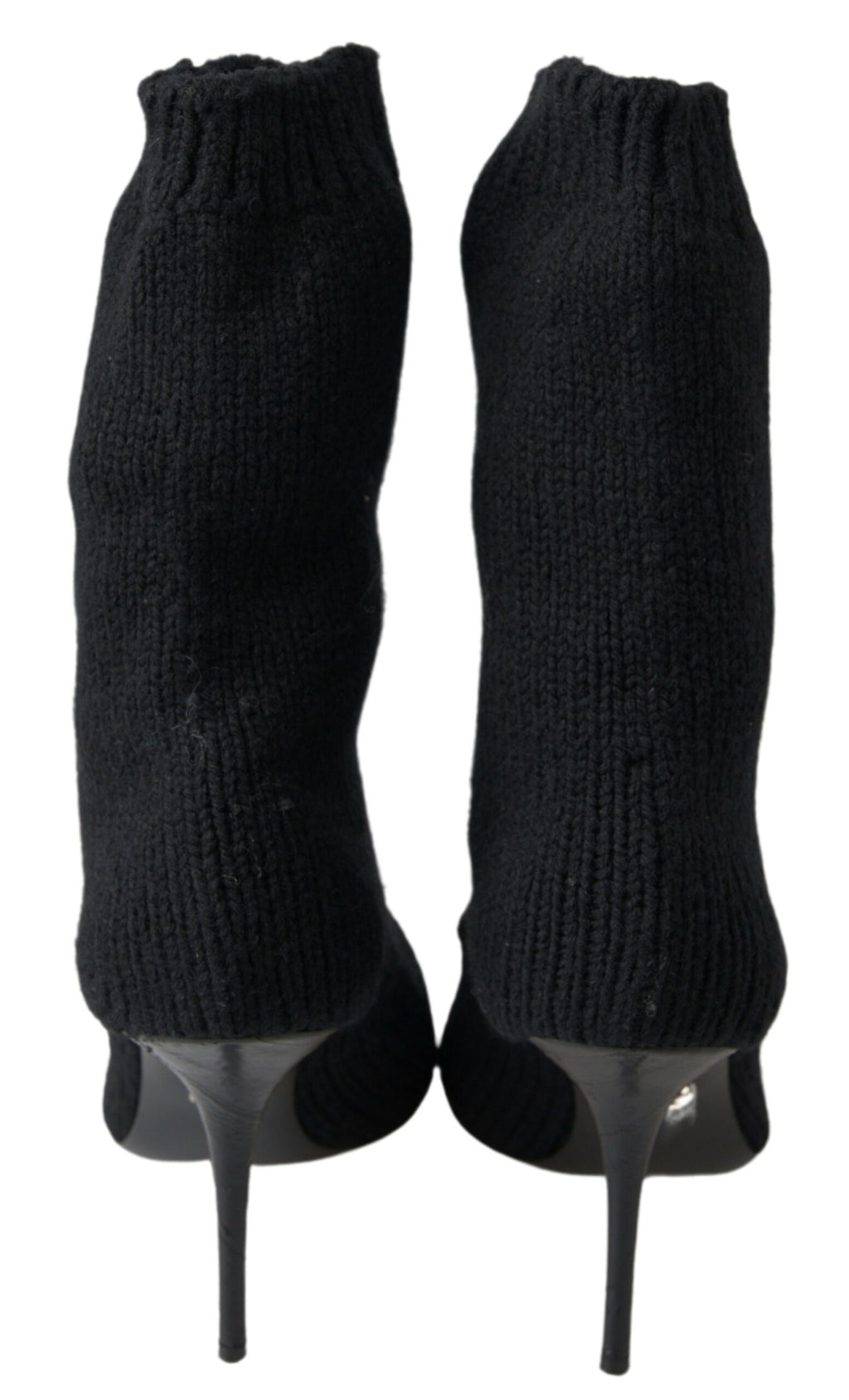 Bottes noires Dolce & Gabbana à talons stilettos, mi-mollet, pour femmes, en cuir élégant.