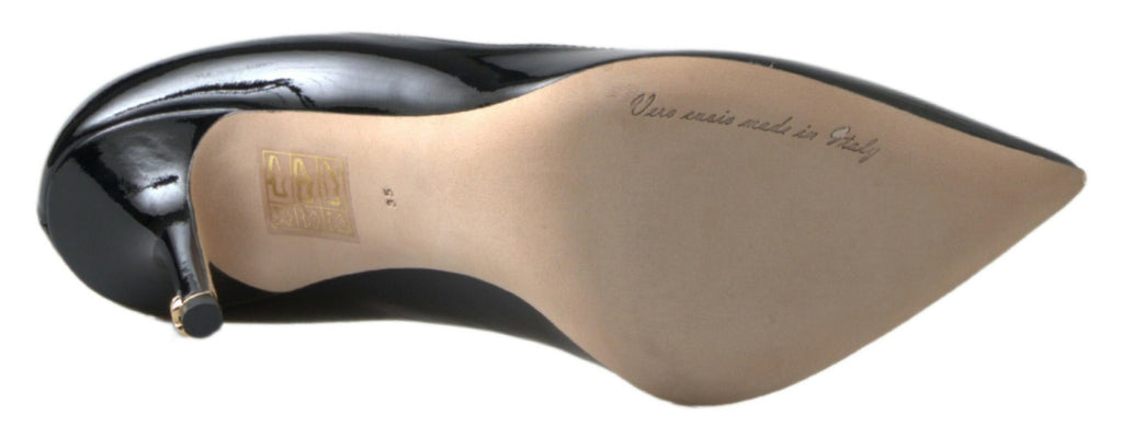 Escarpins à talons hauts en cuir verni noir de Dolce & Gabbana, chaussures élégantes et sophistiquées pour femme.