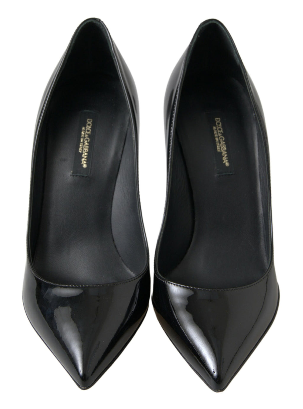Escarpins en cuir verni noir Dolce & Gabbana, chaussures à talons hauts élégantes et sophistiquées.