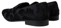 Mocassins noirs en brocart de Dolce & Gabbana, chaussures formelles élégantes avec finition raffinée.