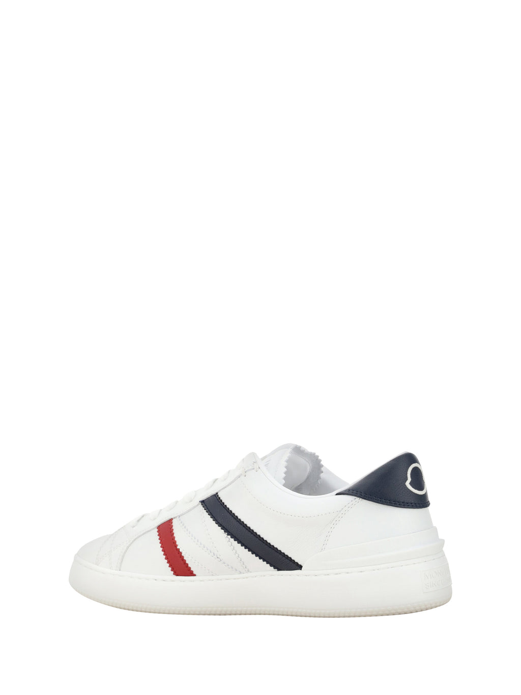 Chaussures Moncler Monaco M blanches à semelle basse, sneakers tendance en cuir pour un style décontracté et élégant.