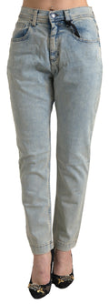Jean skinny en coton délavé bleu Dolce & Gabbana, taille mi-haute, ajusté et moderne, visible sur un mannequin.