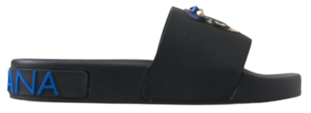 Sandales noires Dolce & Gabbana Slide Sandals pour plage avec design élégant et confort.