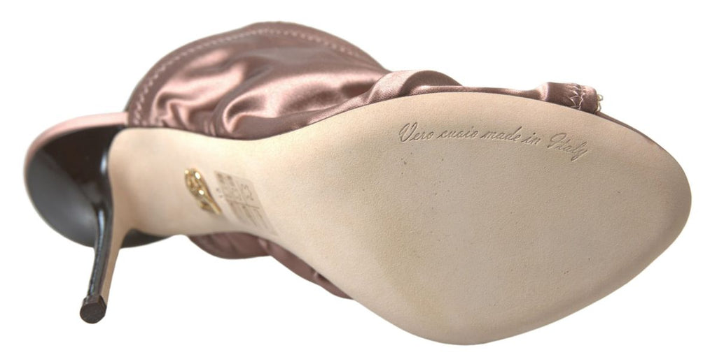 Escarpins stilettos en cuir marron clair de Dolce & Gabbana avec bride arrière et fixation à laçage en style corset.